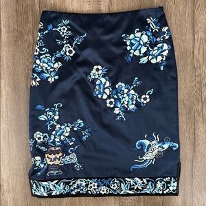 RALPH LAUREN Black Label embroidered floral satin pencil skirt